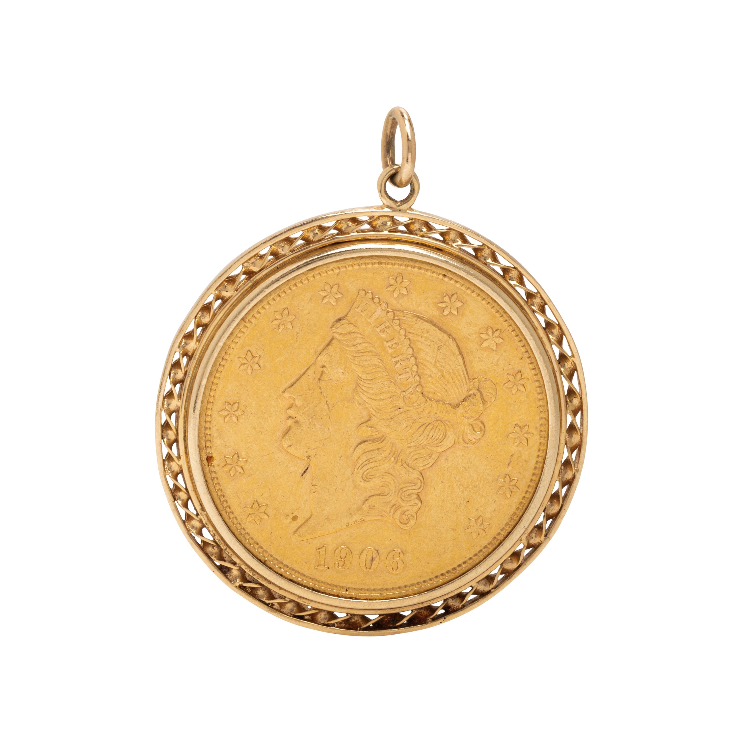 Yellow Gold 'Liberty Head' Coin Pendant