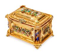 An Austrian Precious Stone-Mounted Silver and Enamel Casket