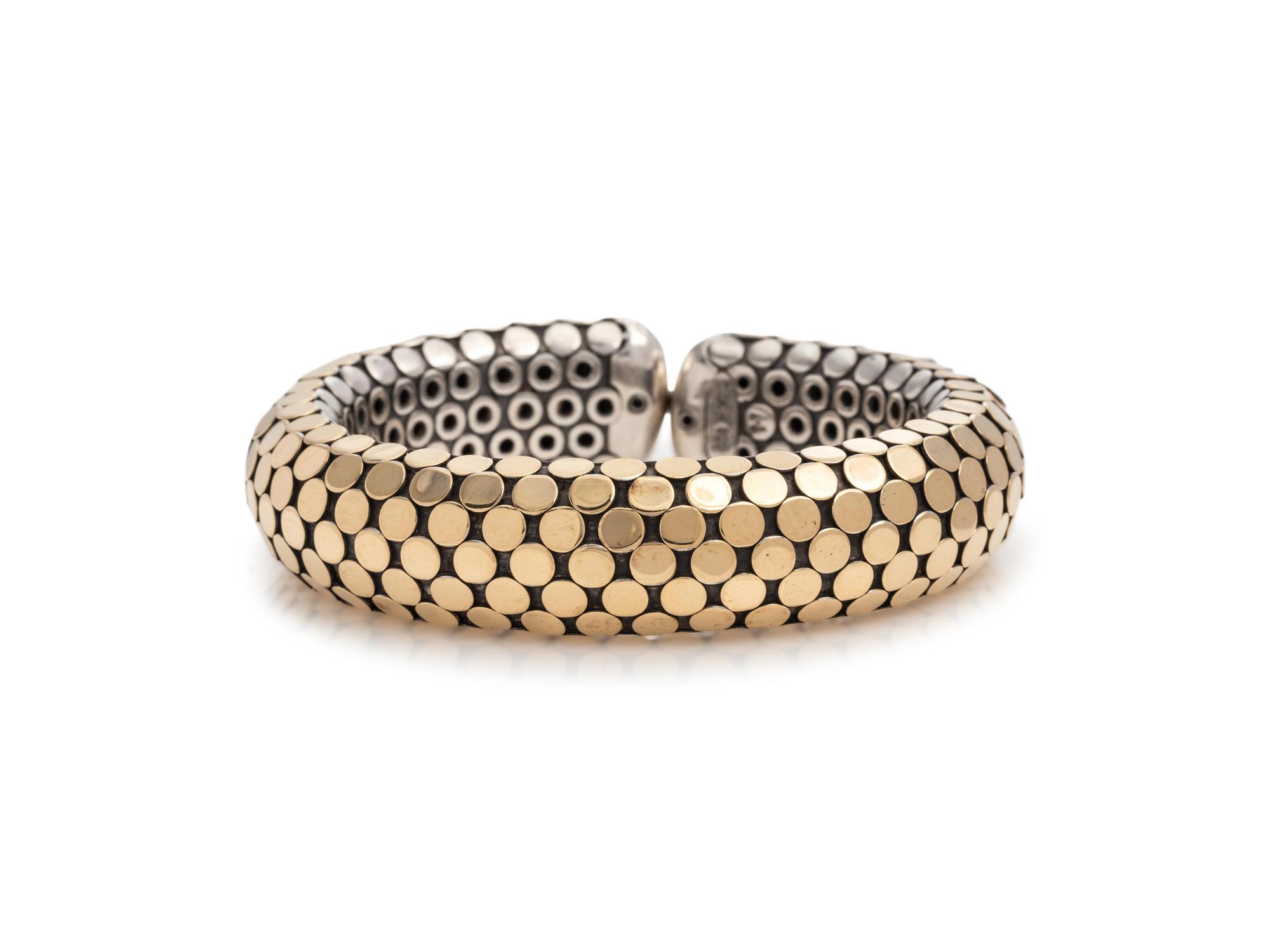 JOHN HARDY, STERLING SILVER AND YELLOW GOLD 'DOT' CUFF BRACELET