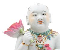 Two Chinese Famille Rose Porcelain Figures of Boys