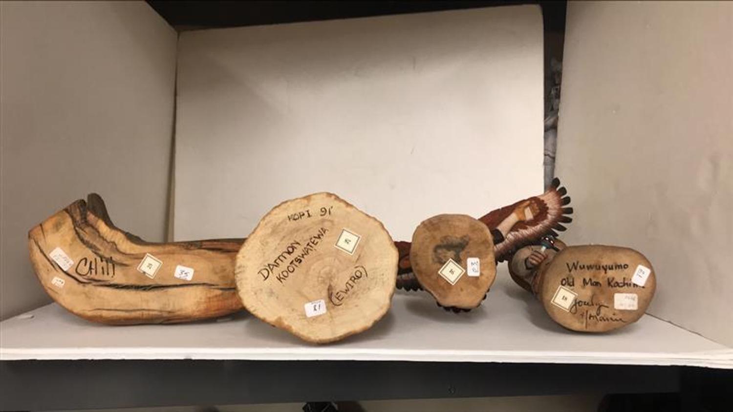 Collection of Hopi Katsinas, Including Ewiro by Darmon Kootswatewa