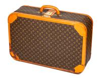 A Louis Vuitton Stratos Monogram Canvas Soft Sided Suitcase, 27.5" L x 17.75" H x 8.25" D; Handle drop: 2".