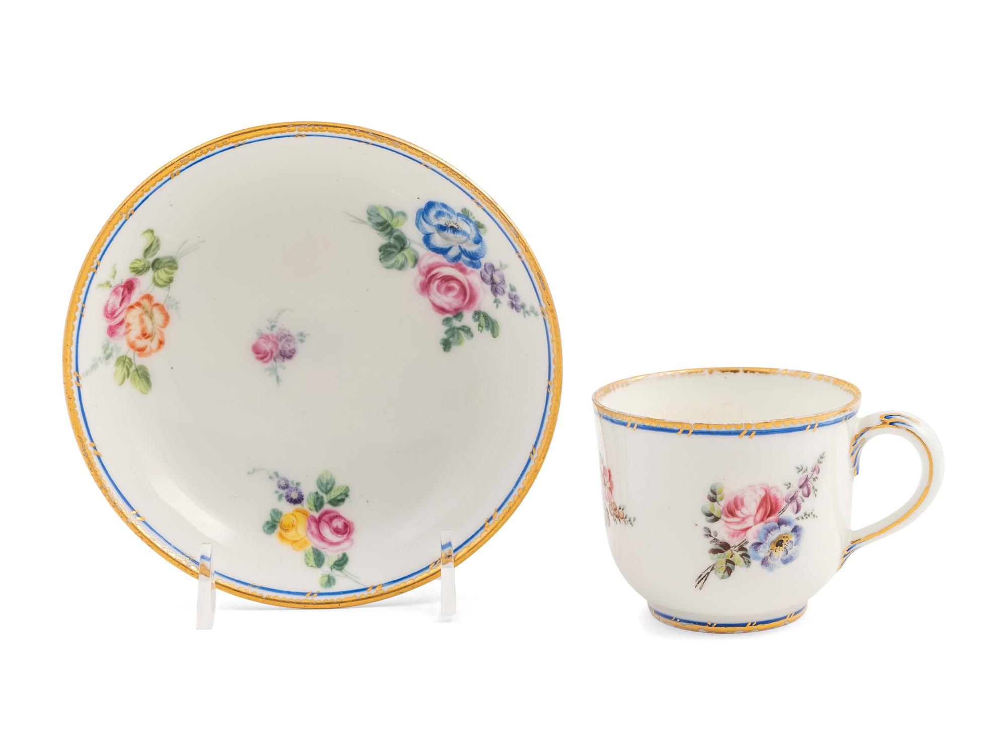 An Assembled Sèvres Porcelain Part Service Painted with Loose Bouquets ( Fleurs Détachées )