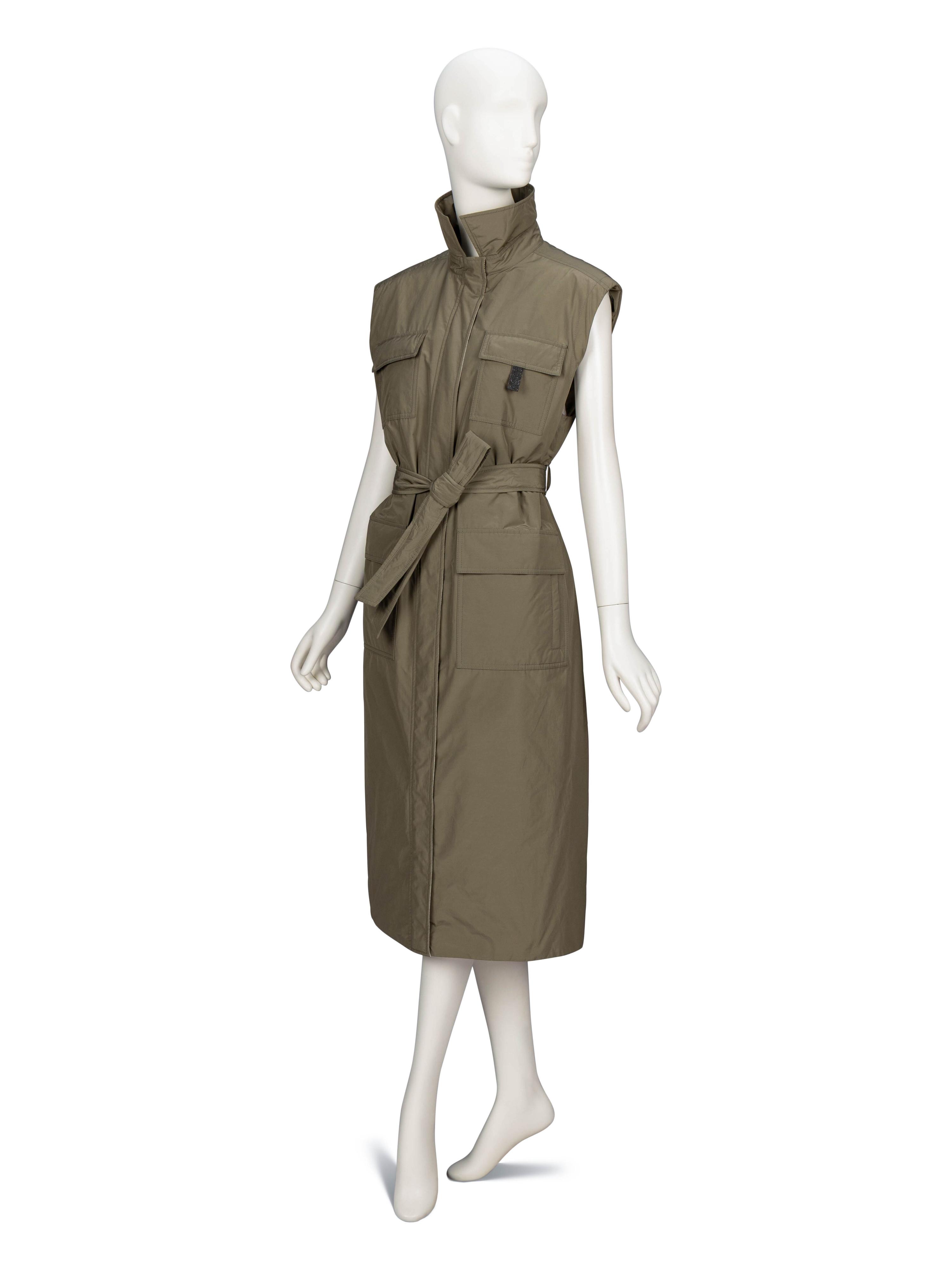 Brunello Cucinelli, Army Green Long Gilet