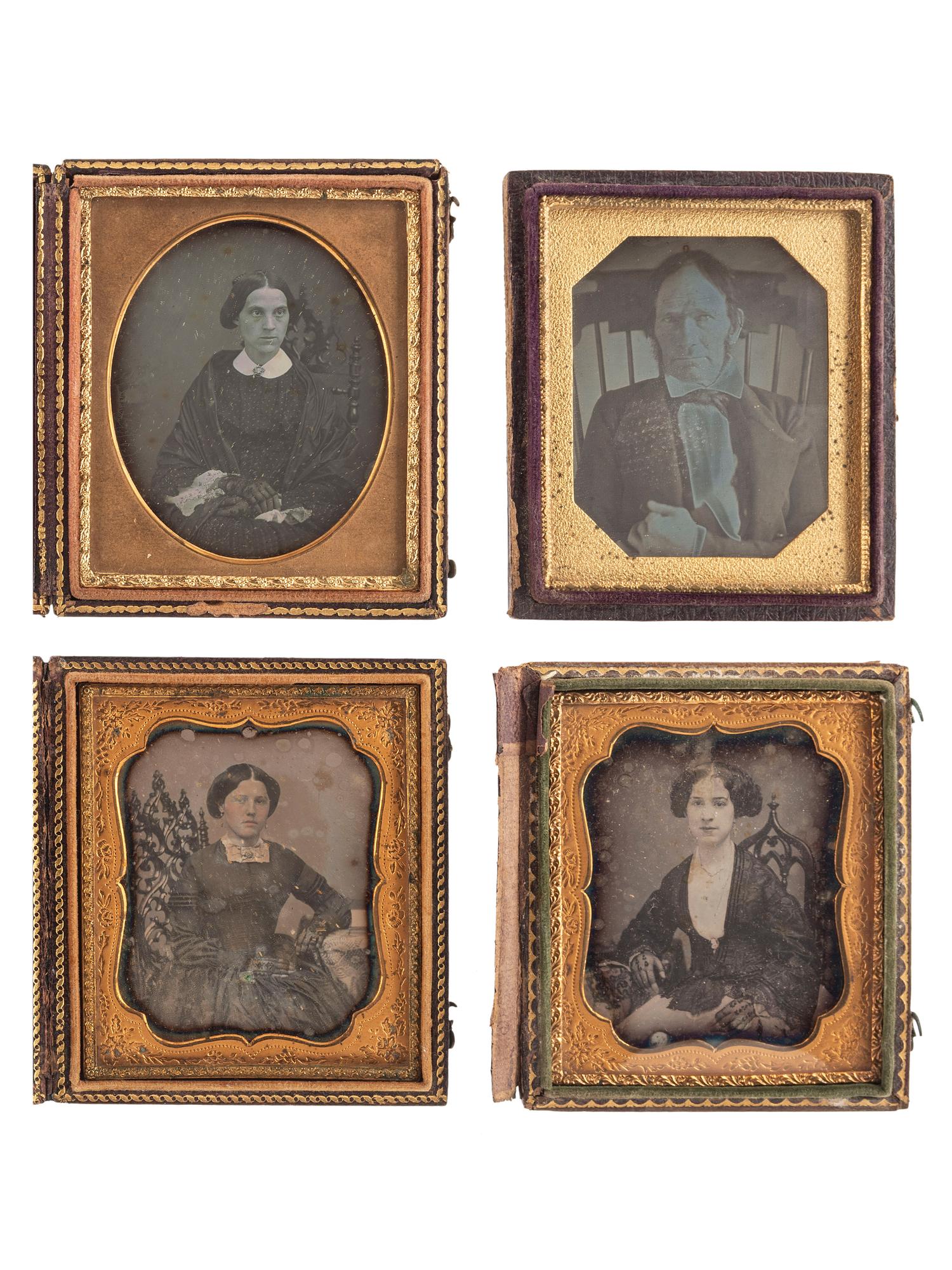 [EARLY PHOTOGRAPHY]. A group of 17 daguerreotype portraits featuring sitters with ornate, unusual, or highly visible chairs, including: