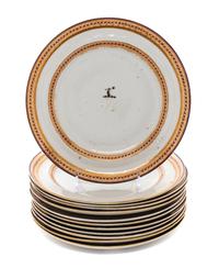 A Set of Twelve Chinese Export Porcelain Plates Diameter 9 3/4 inches.