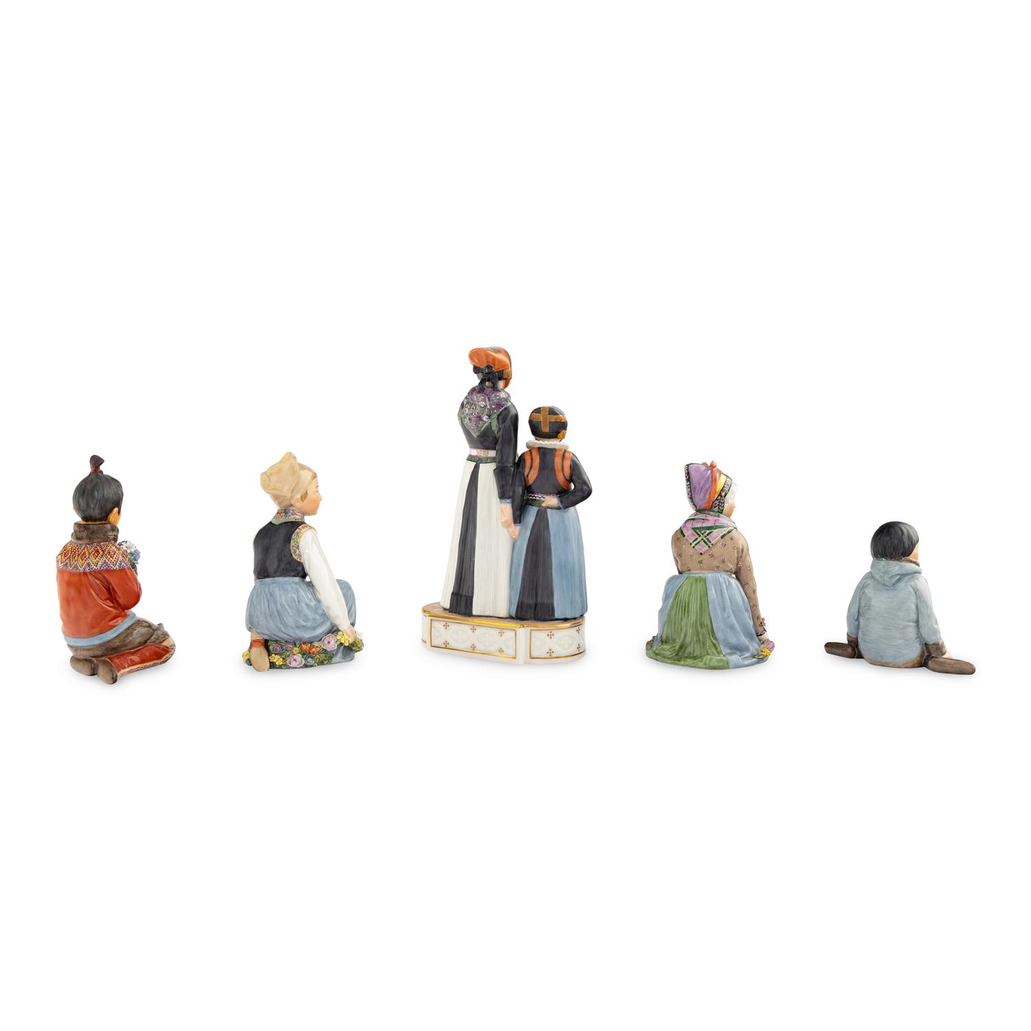 A Group of Royal Copenhagen Grønland Porcelain Figures