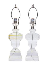 A Pair of Contemporary Glass Table Lamps