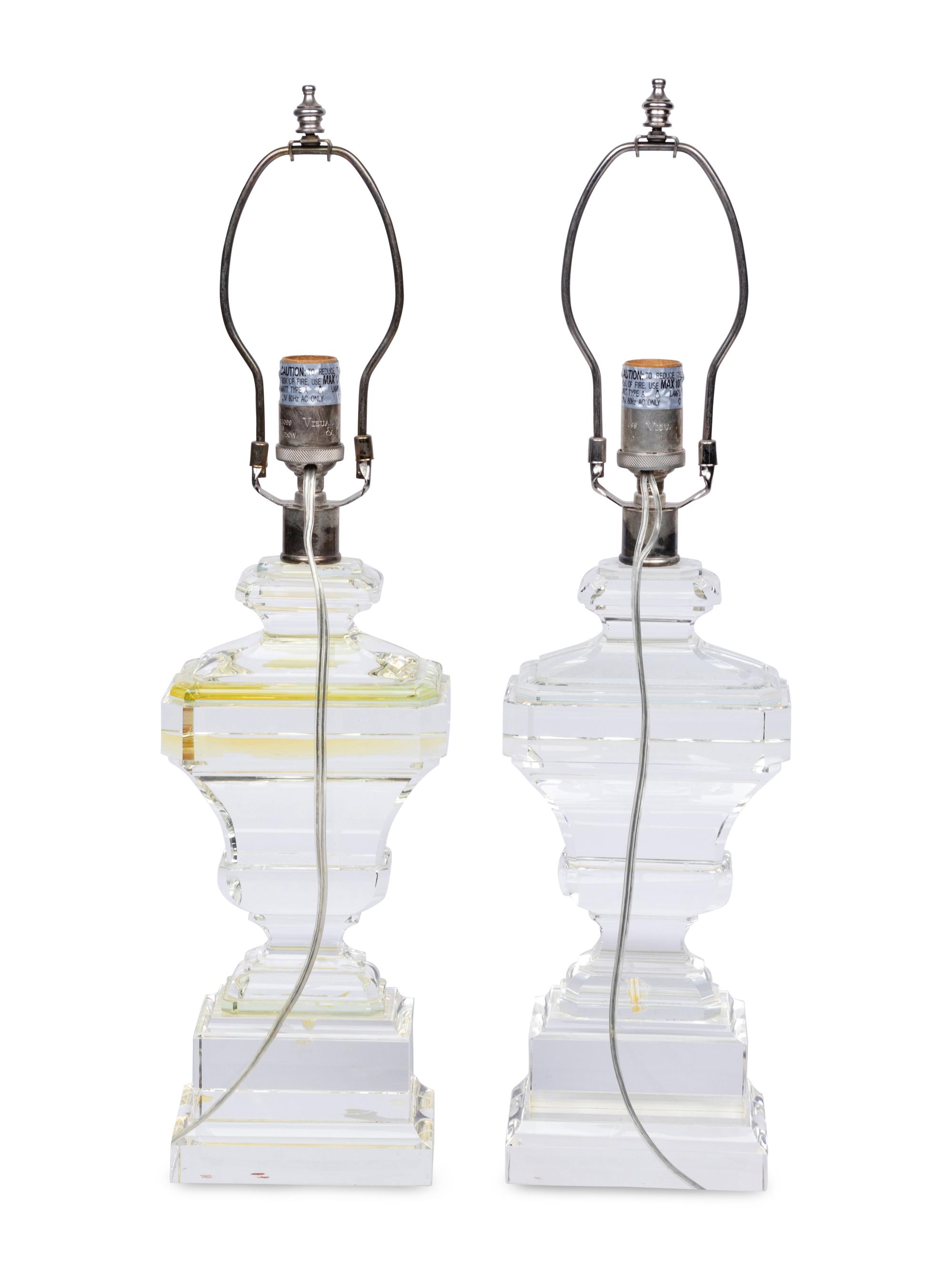 A Pair of Contemporary Glass Table Lamps