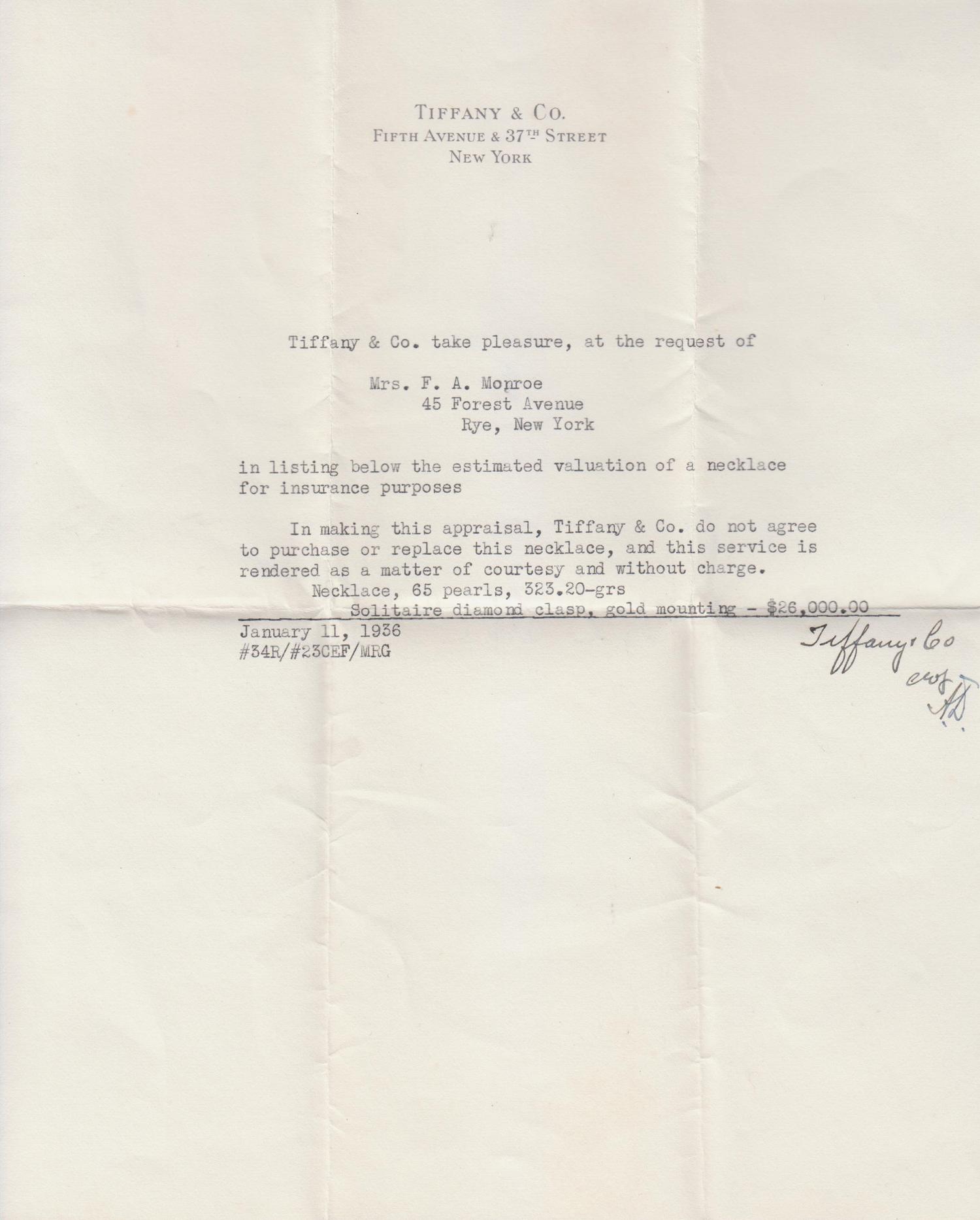 A Single Strand Graduated Natural Pearl Necklace, Tiffany & Co., Circa 1903,