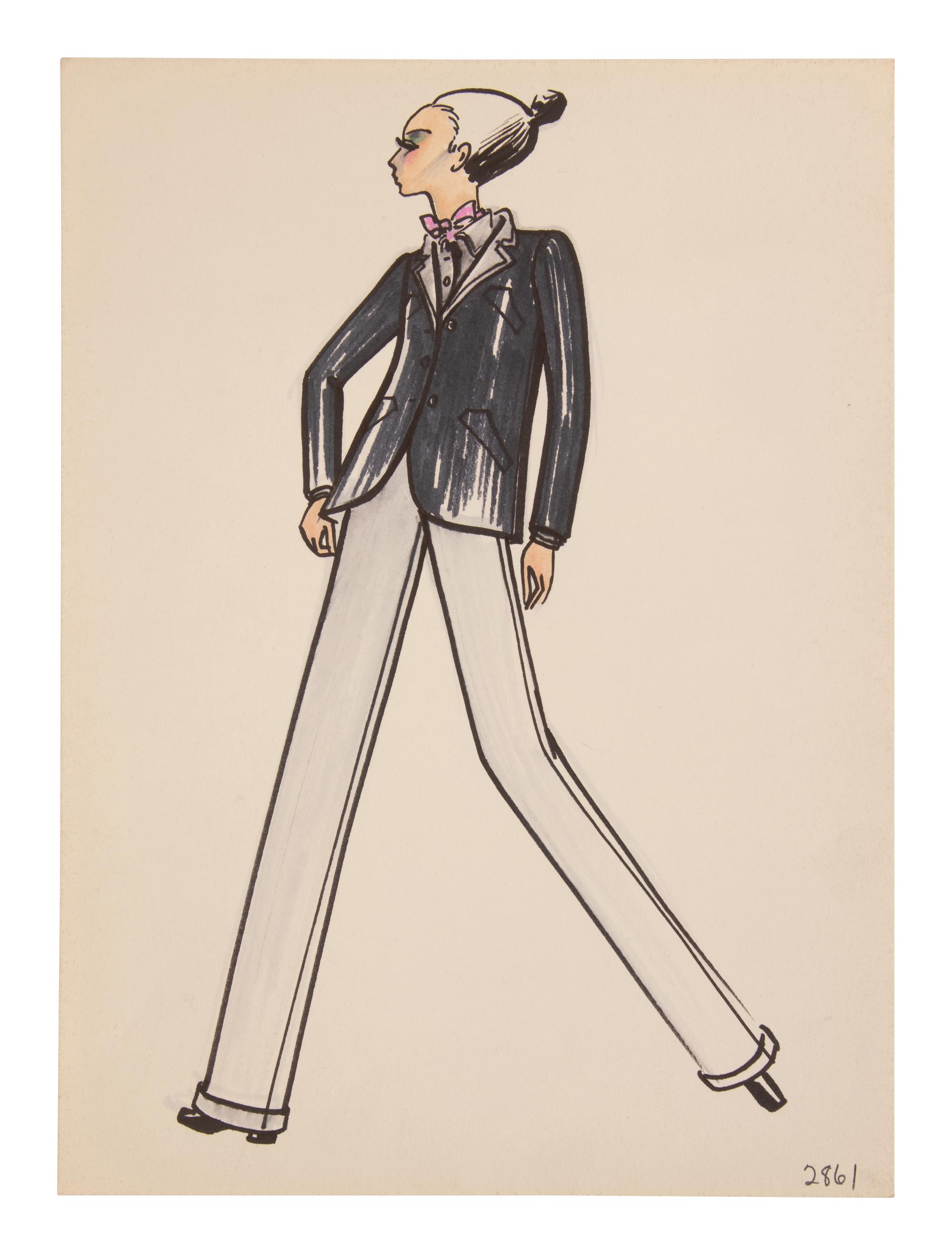 Four Issey Miyake for Geoffrey Beene Fashion Illustrations, Late 1960s