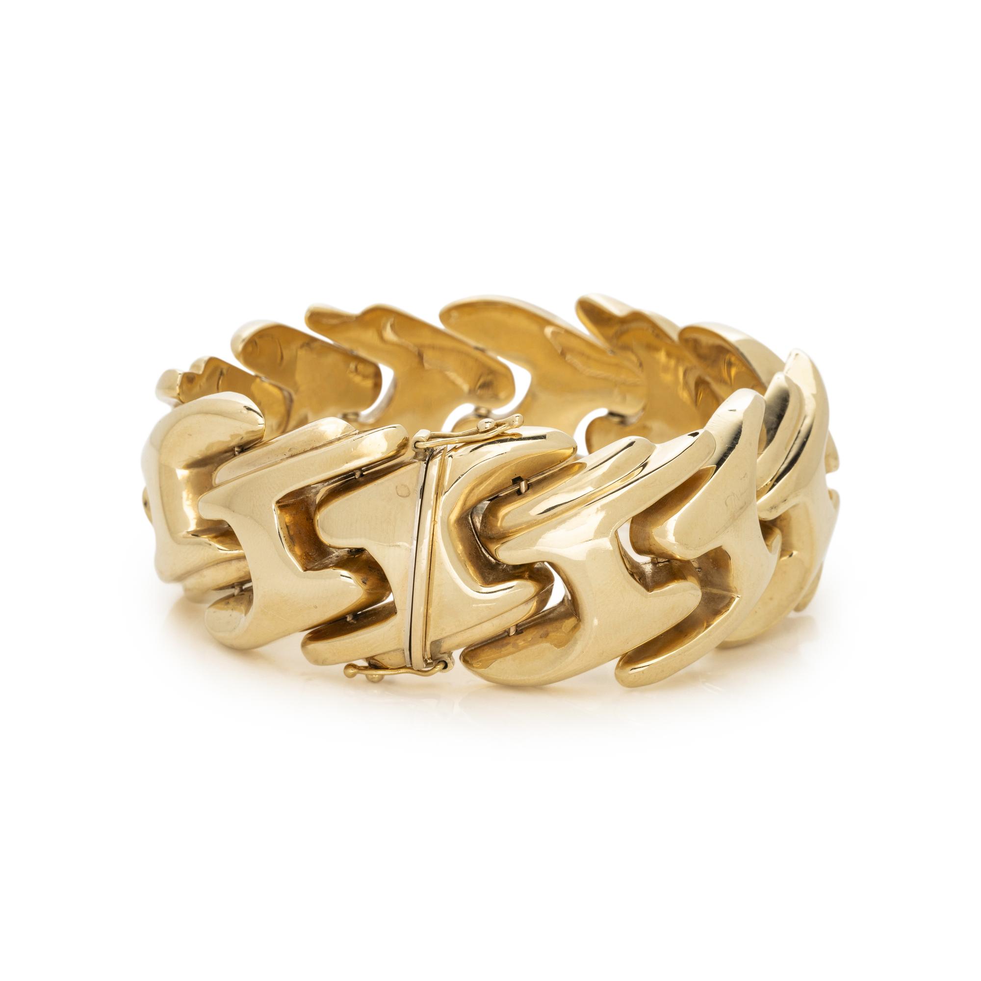 YELLOW GOLD HOLLOW FANCY LINK BRACELET