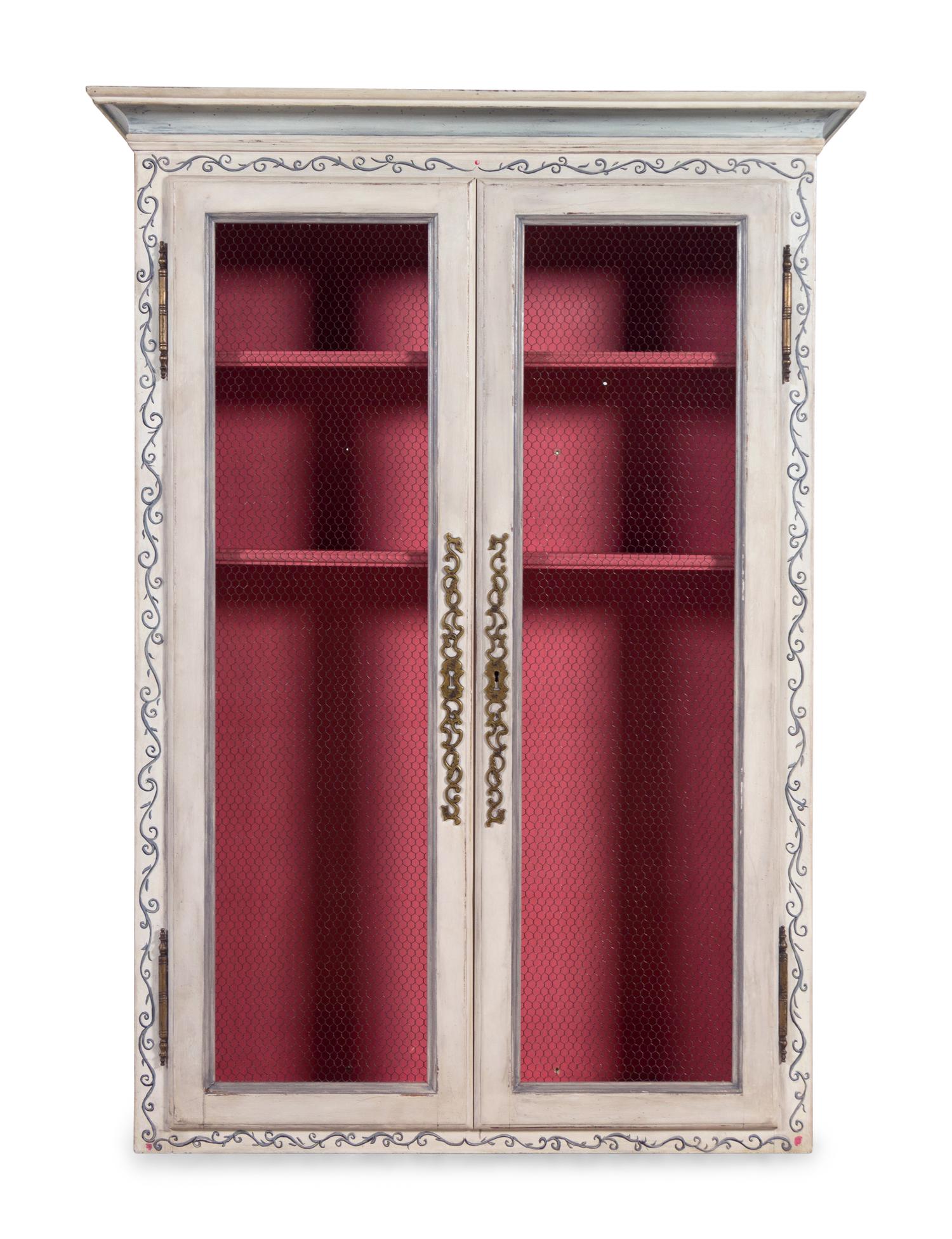 A Don Rousseau Hanging Cabinet with Later Paint