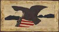 A Hooked Rug Depicting an American Eagle and Patriotic Shield