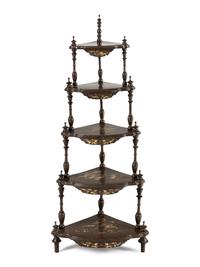 An English Gilt-Japanned Corner Etagere