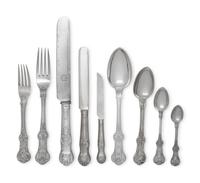 An Extensive Russian Silver and Silver-Gilt Flatware Service in Original Fitted Case