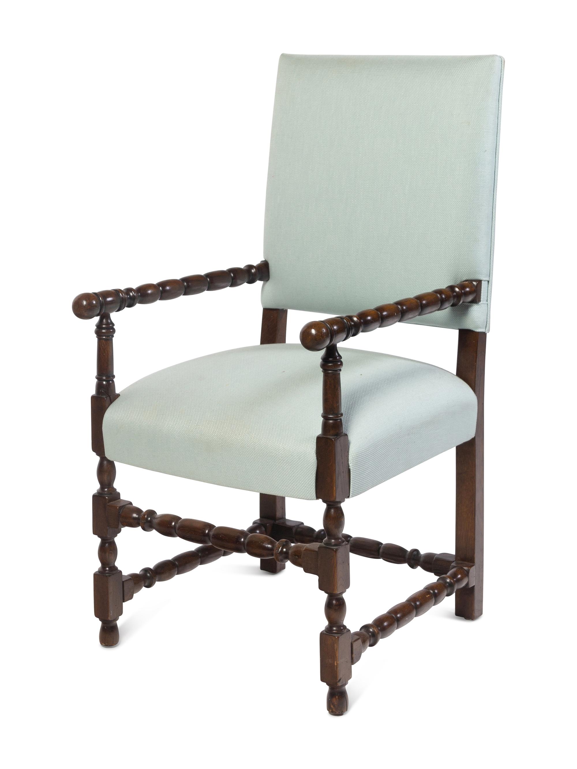 A Set of Four William and Mary Style Oak Dining Chairs