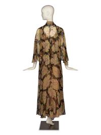 Molyneux Print Chiffon Gown and Cape, 1930s