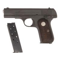 **British Proofed Lend Lease U.S. Military Colt Model 1903 Pocket Hammerless Pistol in Original Kraft Box with Two Magazines and Cleaning Rod
