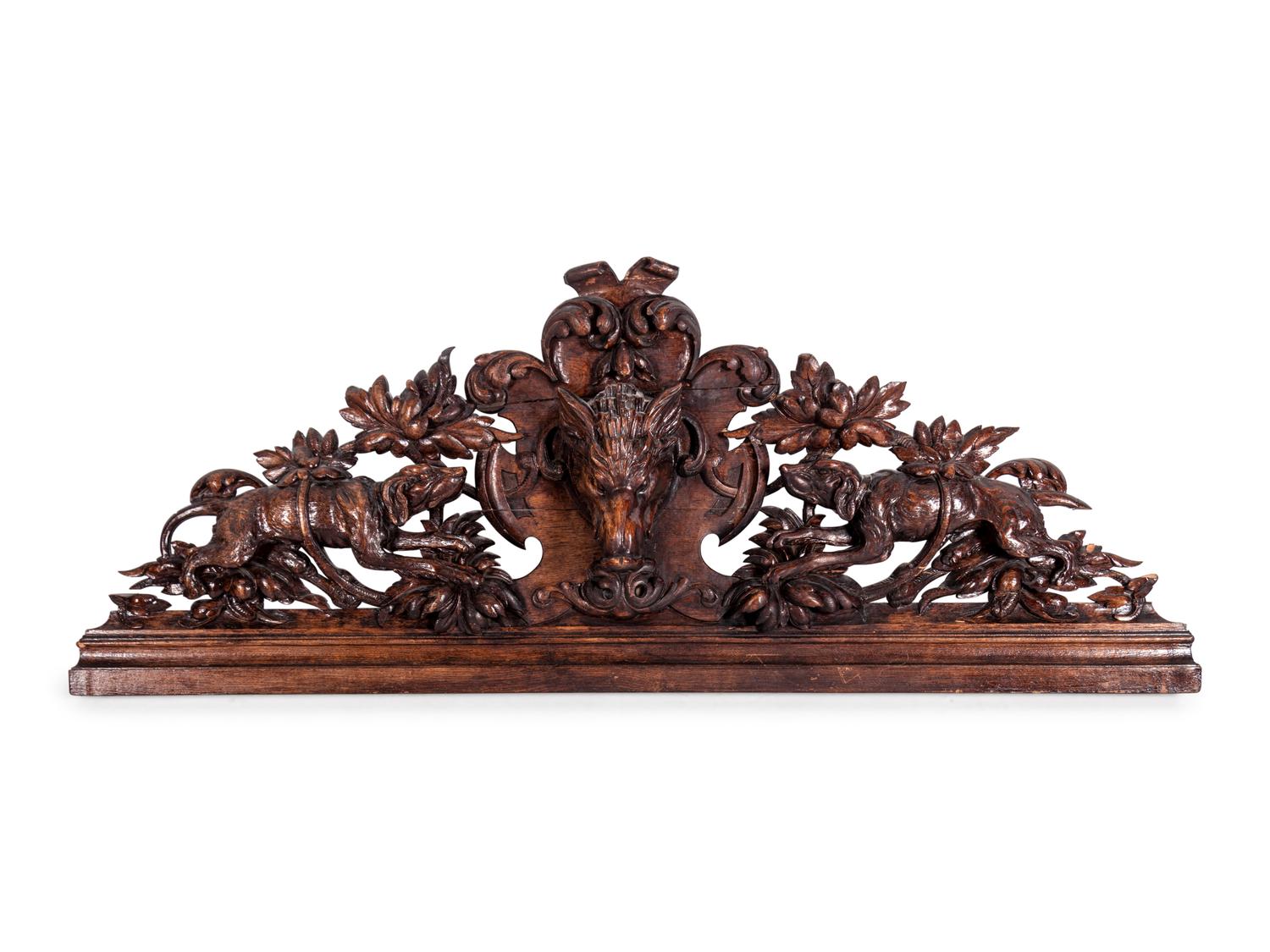 A German or Austrian Carved Oak Transom Panel