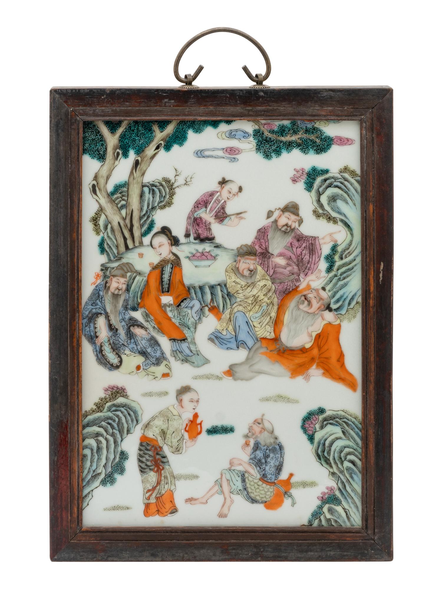 A Chinese Famille Rose Porcelain Hanging Screen