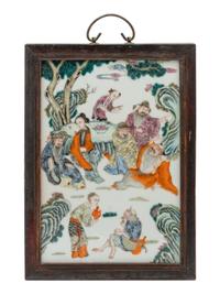 A Chinese Famille Rose Porcelain Hanging Screen