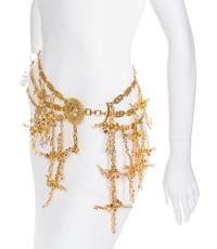 A Gianni Versace Runway Cross and Greco Link Belt, Shortest length: 27"- 32"; Crosses: 4.5" x 3.5"; Medallion: 2.25" x 2.25".