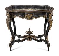 A Napoleon III Gilt Bronze Mounted Ebonized Jardinière Table