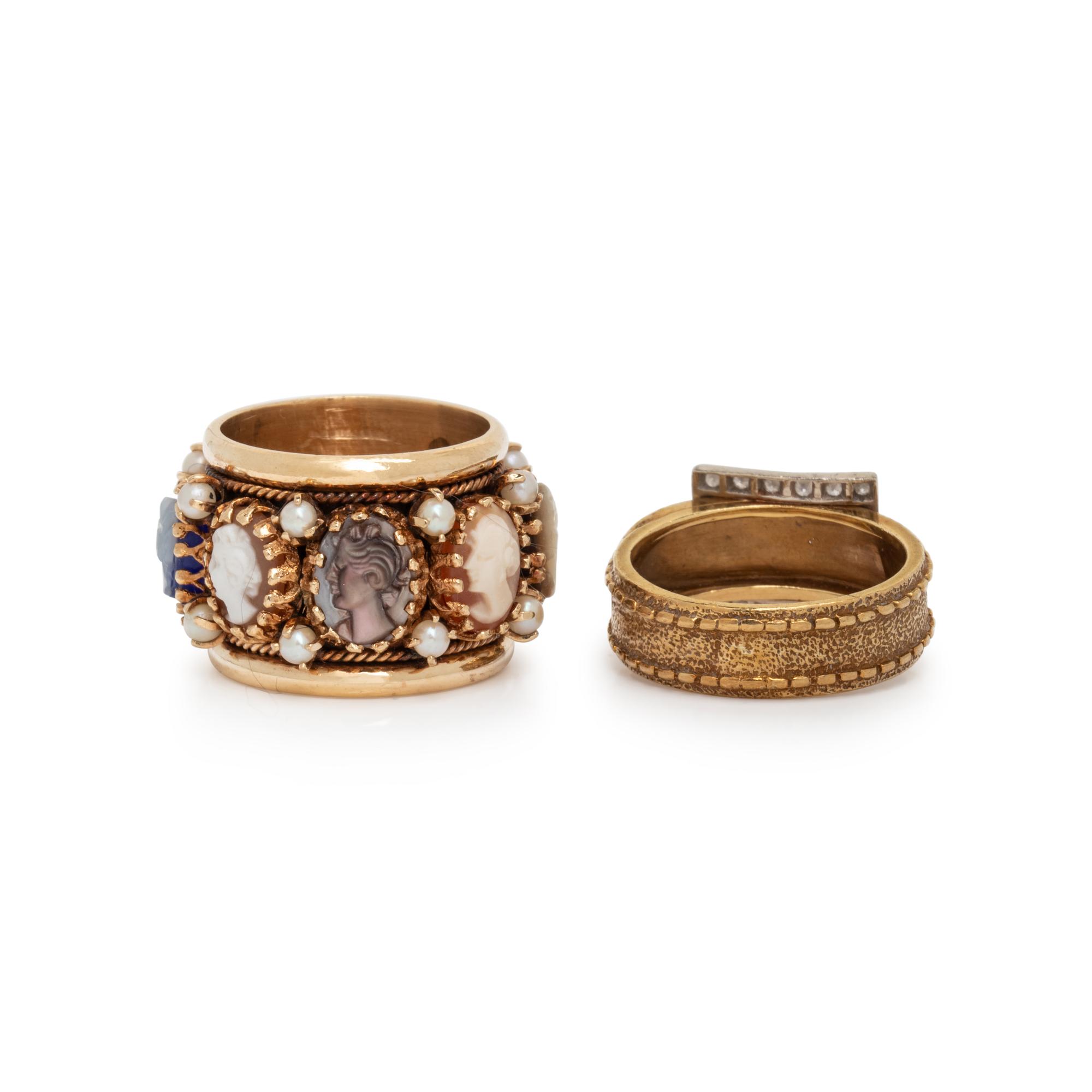 COLLECTION OF YELLOW GOLD AND GEMSTONE RINGS