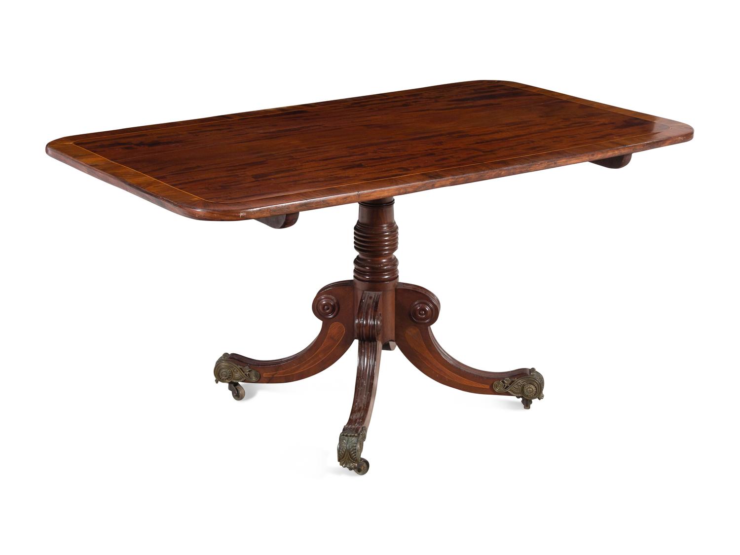 A Regency Gilt Bronze Mounted Mahogany and Rosewood Breakfast Table