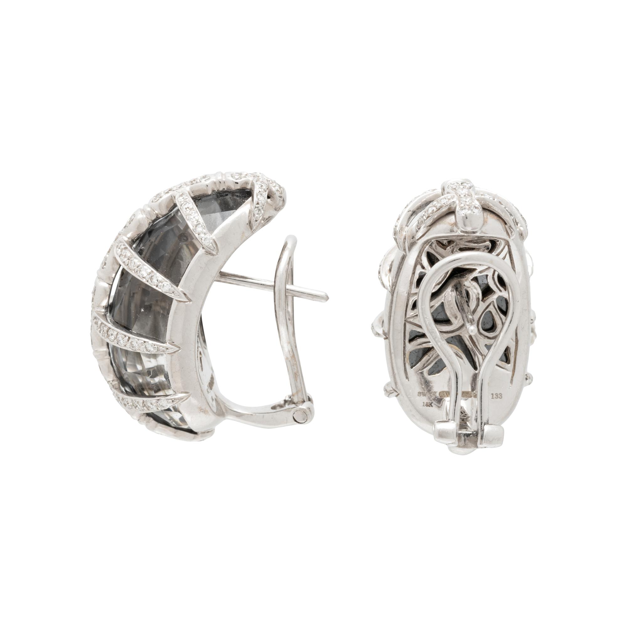 STEPHEN WEBSTER, HEMATITE, QUARTZ AND DIAMOND 'JULES VERNE' EARRINGS