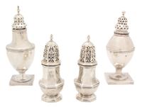 A Group of Four English Silver Muffineers, Various Makers and Dates,