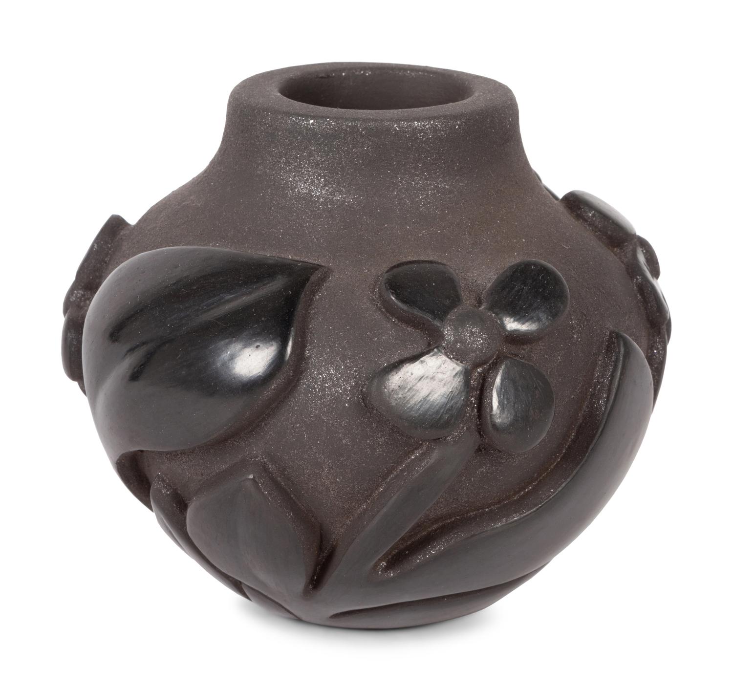 Carved Micaceous Blackware Jar