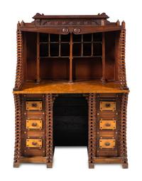 A Cherry and Maple Folk Art Desk