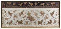 An Embroidered Silk Panel 33 1/2 x 74 inches.