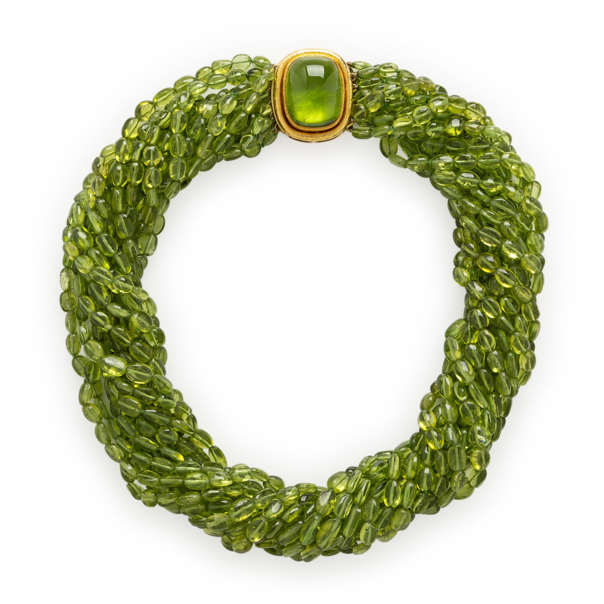 Elizabeth Locke, Peridot Torsade Necklace