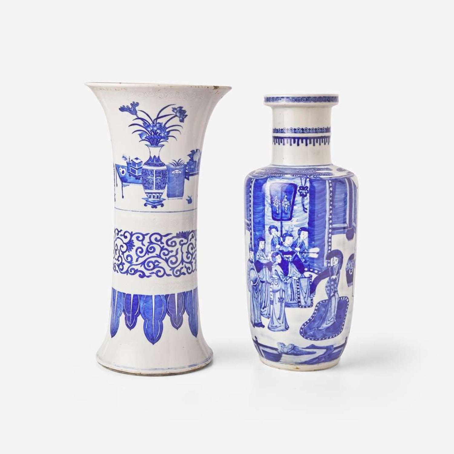 Two Chinese blue and white decorated porcelain vases 青花瓷瓶兩件 Probably Guangxu period ???