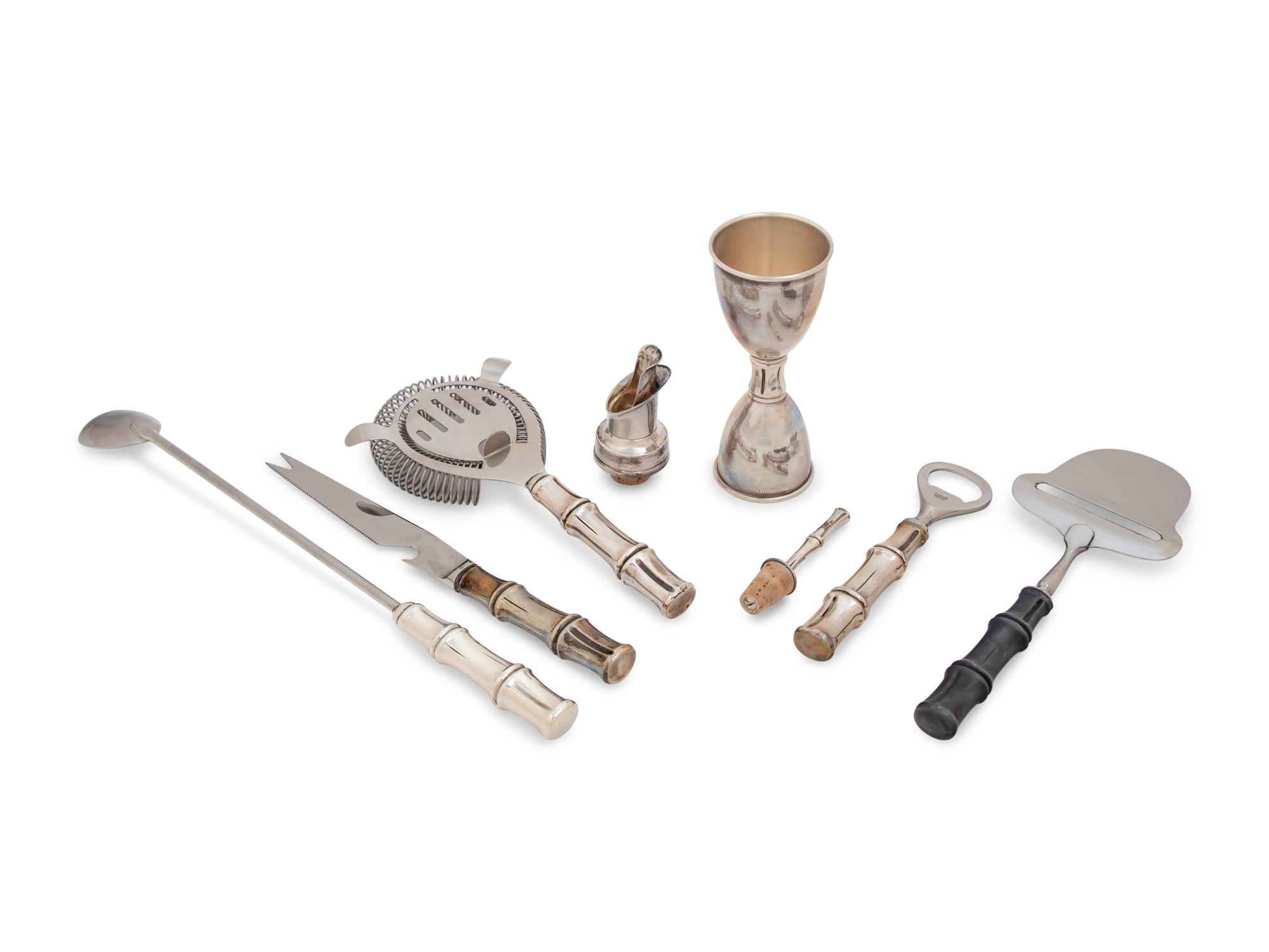 A Group of Seven Tiffany & Co. Bamboo Pattern Bar Articles