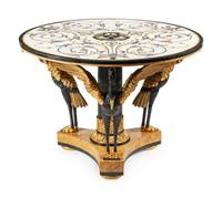An Italian Neoclassical Style Parcel-Gilt and Inlaid Marble Center Table