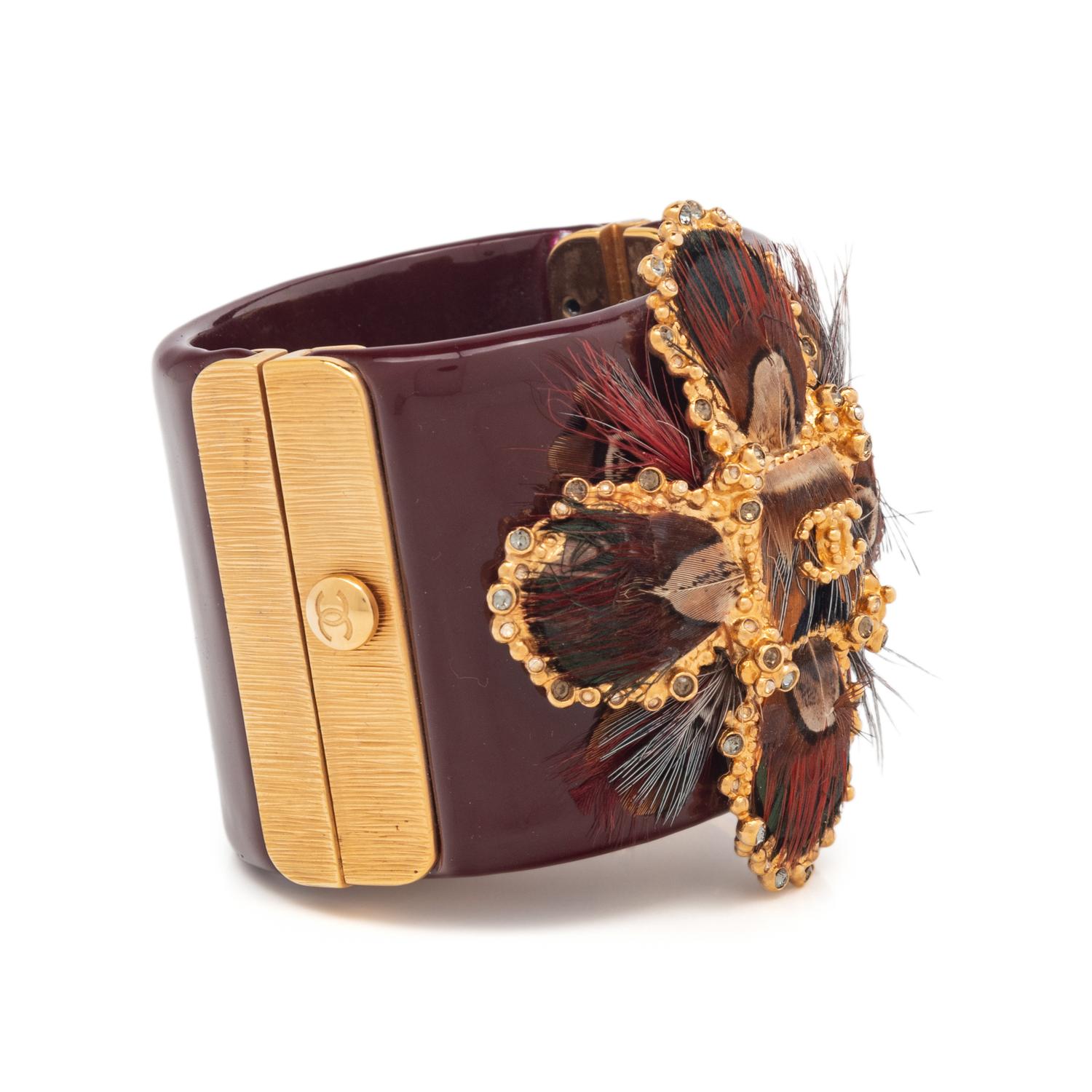 Chanel Paris-Edinburgh Resin Cuff with Feathers, 2013
