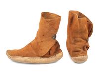 Navajo Hide Moccasins, with Silver Buttons