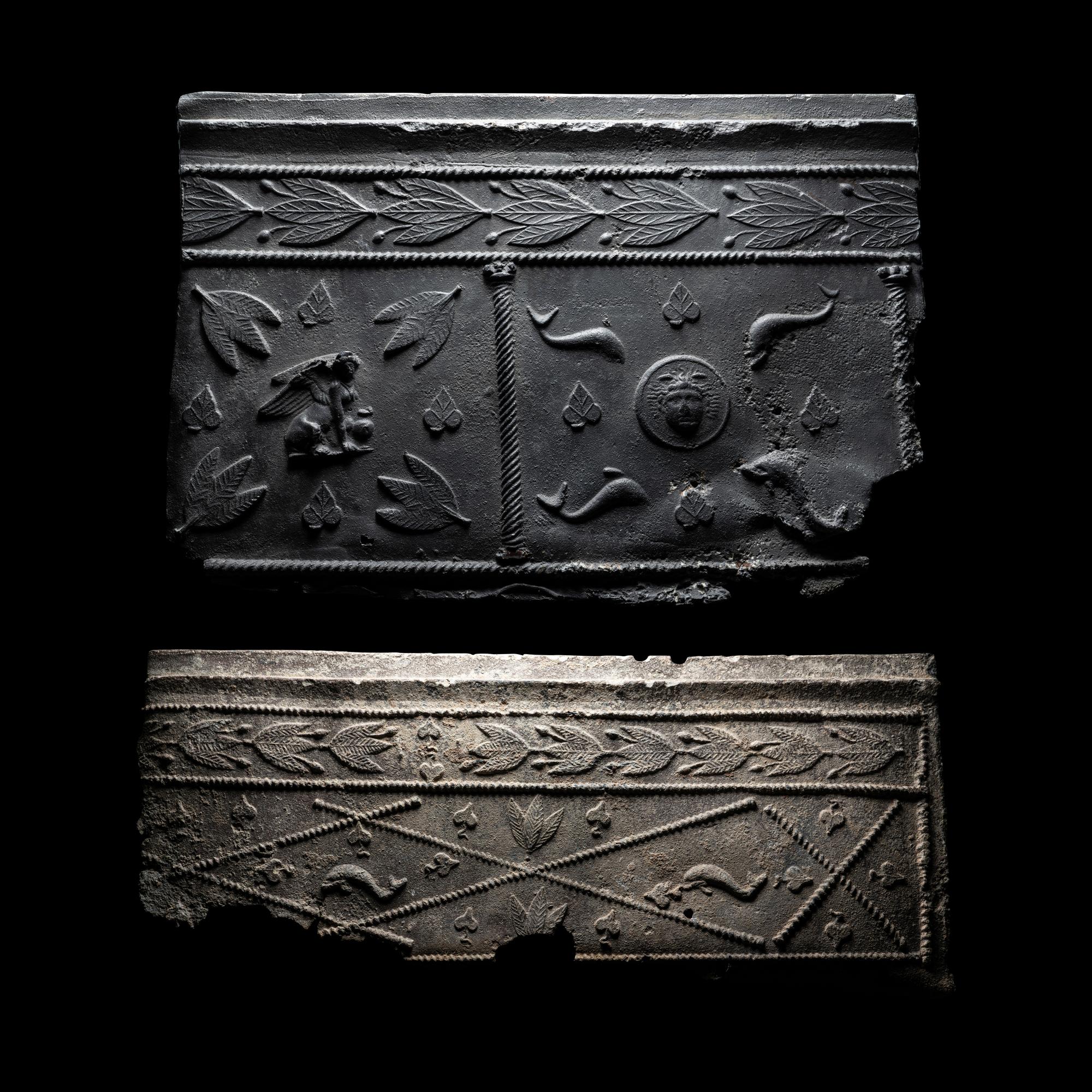 Two Roman Lead Sarcophagus Fragments
