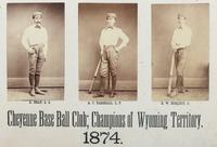 [SPORTS - EARLY PHOTOGRAPHY]. Albumen photograph display of the Cheyenne Base Ball Club; Champions of Wyoming Territory. 1874.