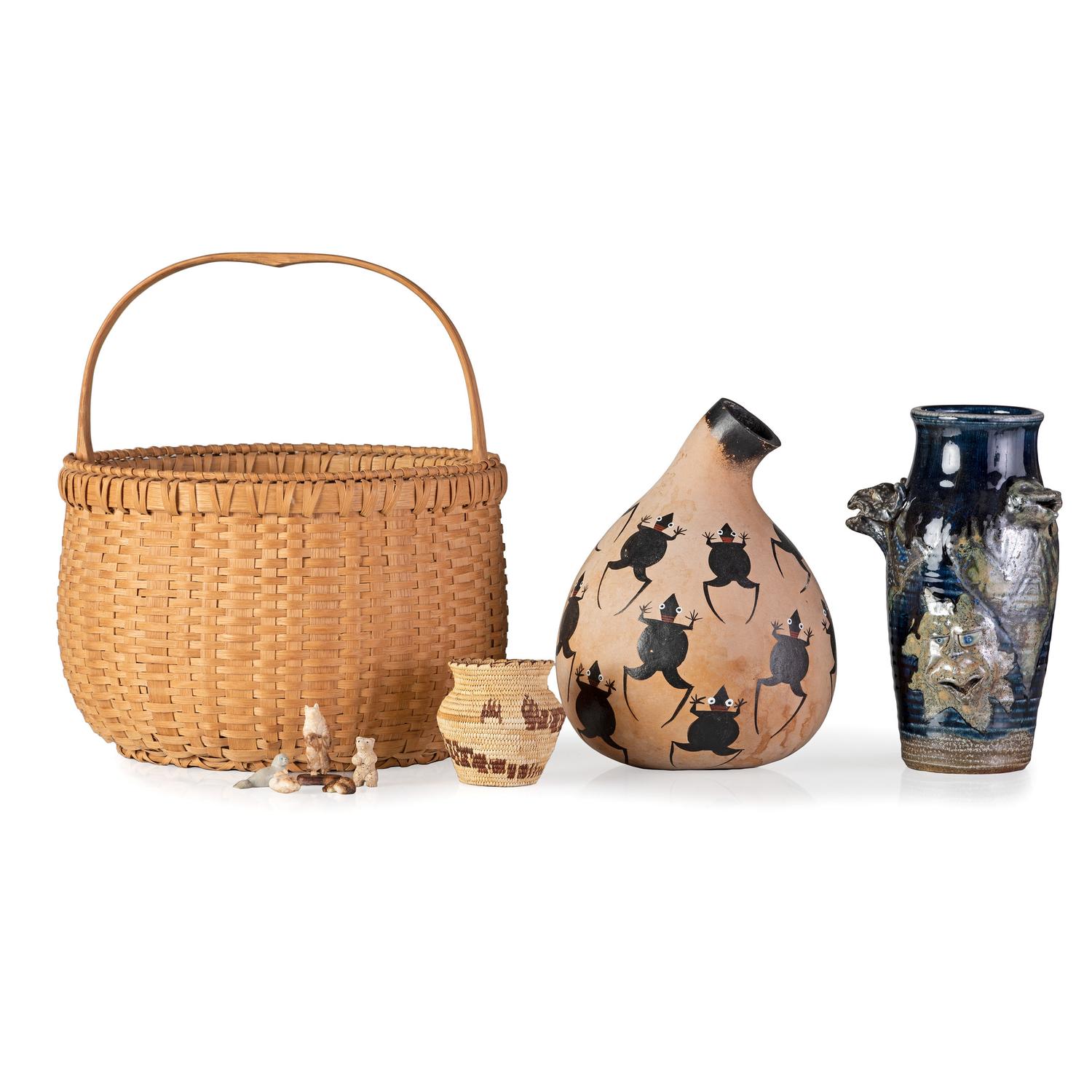 A Collection of Decorative Vases, Baskets and Figurines
