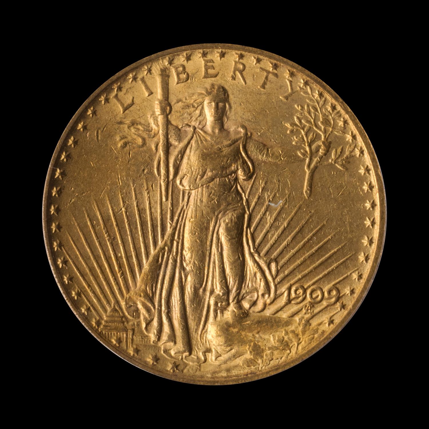 A United States 1909 St. Gaudens $20 Gold Coin