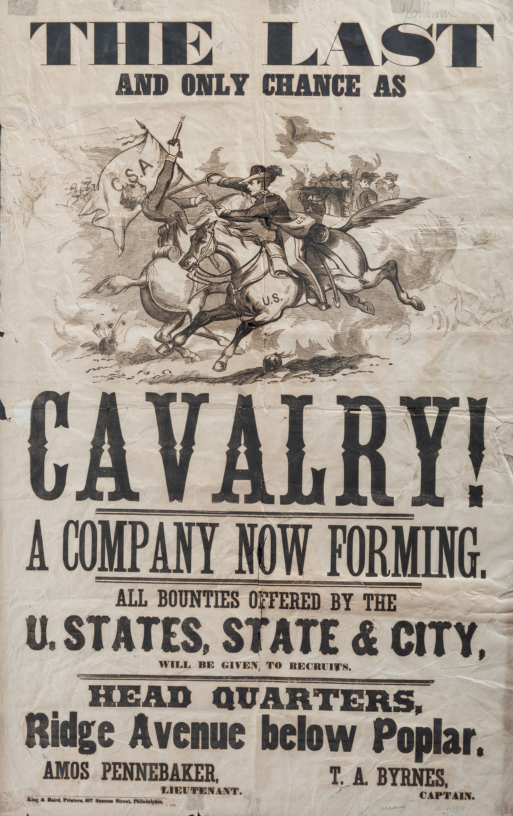 [CIVIL WAR]. The Last and Only Chance as Cavalry. Philadelphia: King & Baird, ca 1860s.