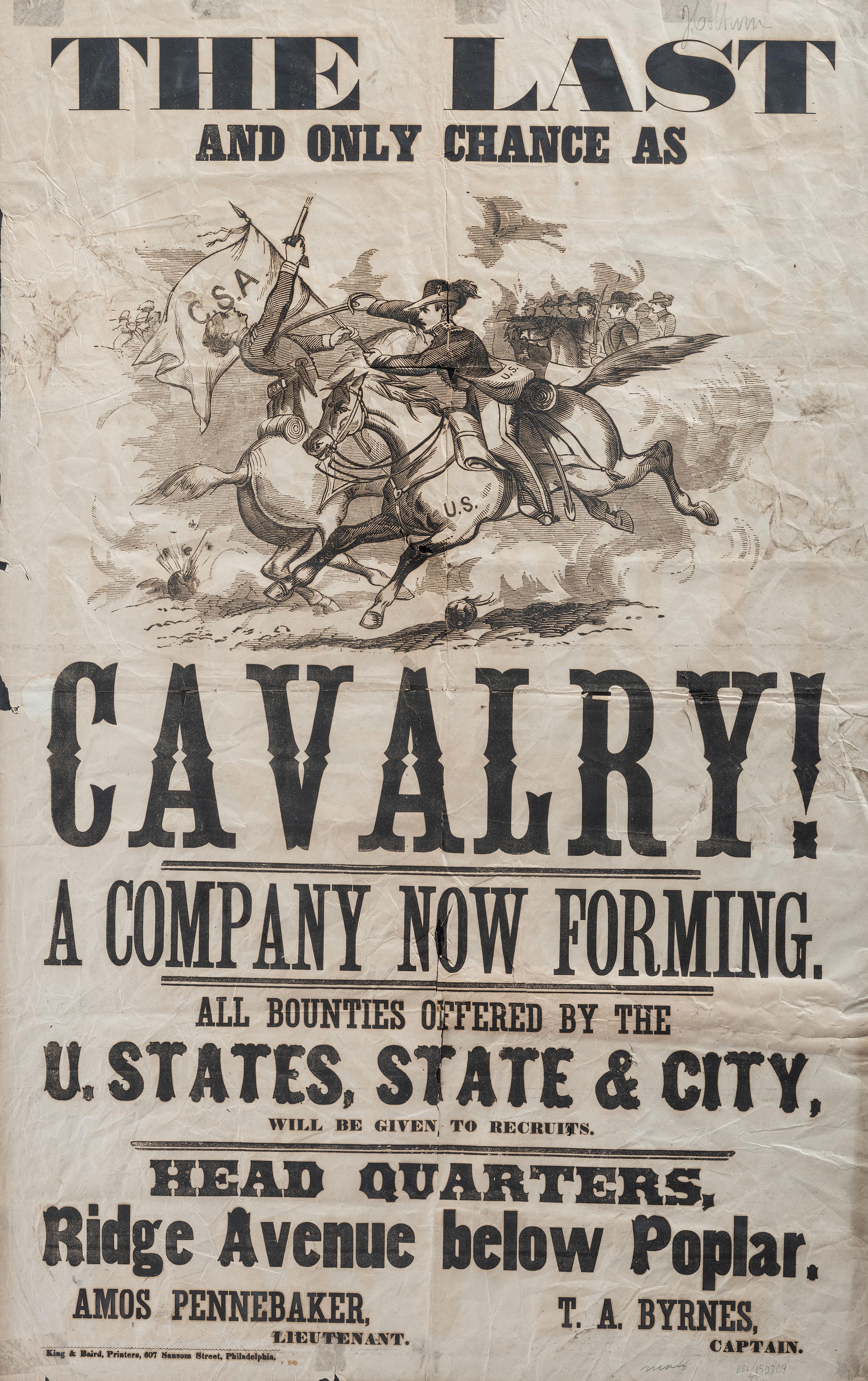 [CIVIL WAR]. The Last and Only Chance as Cavalry. Philadelphia: King & Baird, ca 1860s.