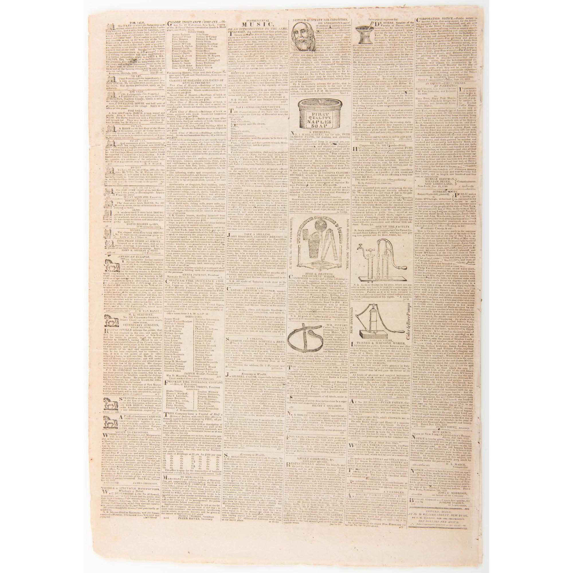 John Quincy Adams' Personal Issue of the New York American Featuring his Monroe Doctrine