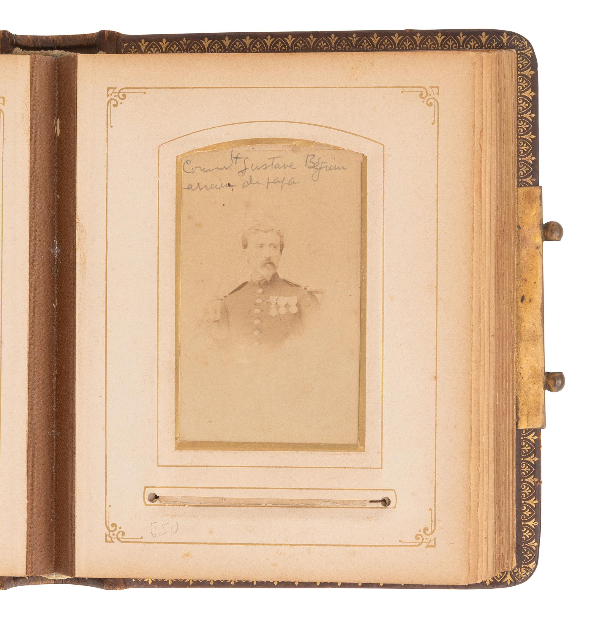 [MEXICO - FRANCE - EARLY PHOTOGRAPHY]. French family album incl. CDVs of soldiers who participated in the Franco-Mexican War.