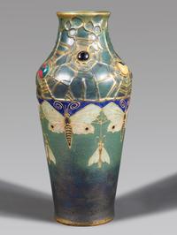 Amphora Grès-Bijou Vase with Moths and Spiderwebs